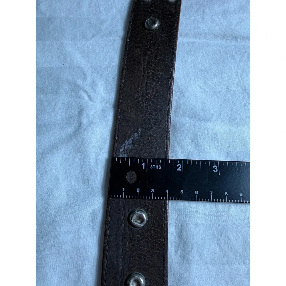 Vintage American Eagle Outfitters Mens Brown Distressed Studded Leather Belt 36